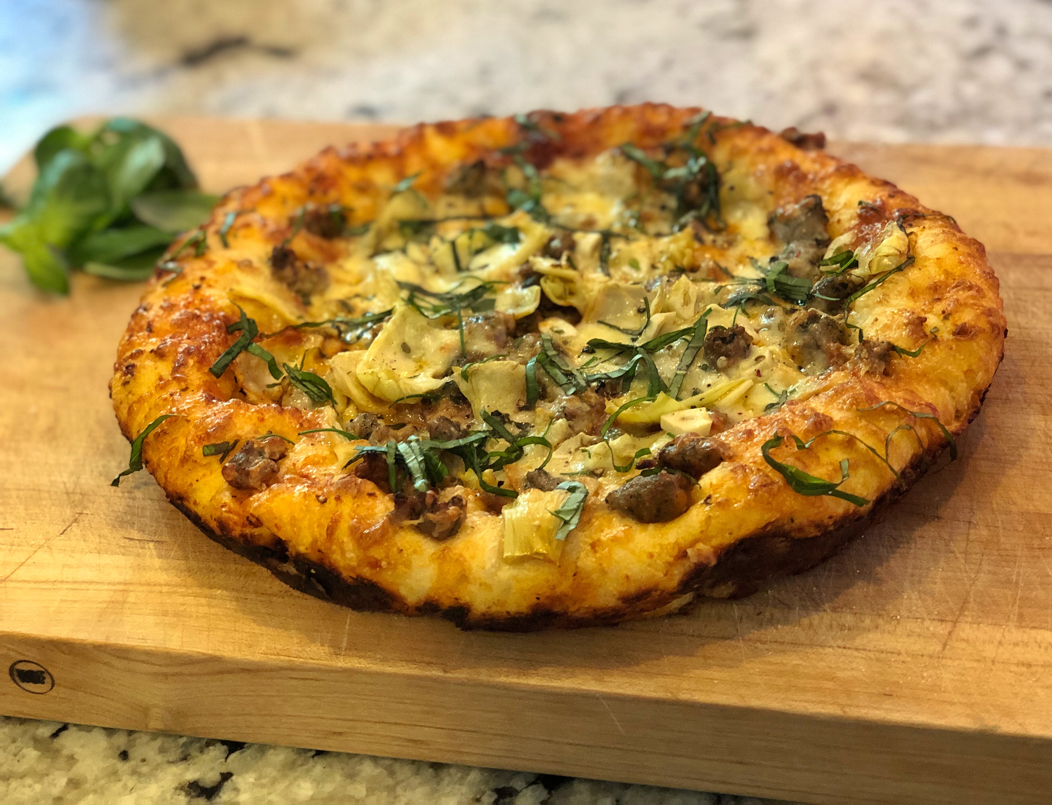 Cast-Iron Skillet Pizza with Sausage & Kale